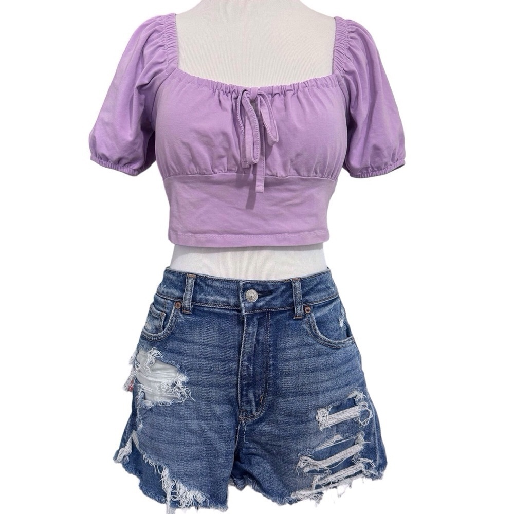 ASOS Design Lilac Puff Sleeve Crop Top Size 6